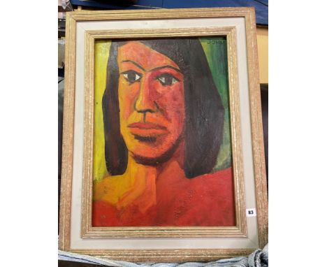 JOHN MARSHALL OIL ON BOARD PORTRAIT SIGNED JOHN 43CM X 60CM