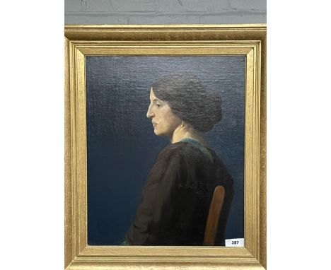 20TH CENTURY OIL ON BOARD PORTRAIT OF FRANCESCA DI LUCCU FRAMED 49CM X 60CM APPROX