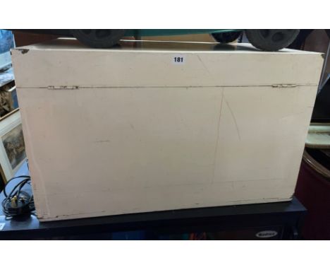 PINE PAINTED CABIN TRUNK WITH SIDE CARRY HANDLES 