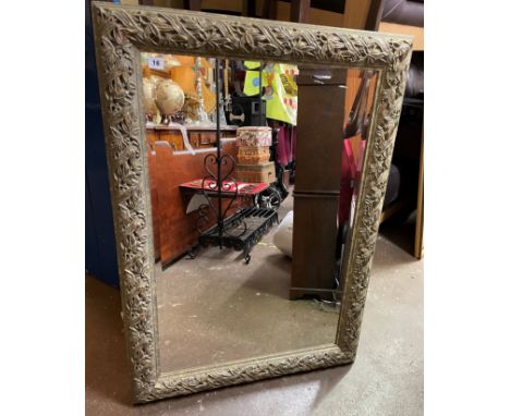 VERDI GRIS AND BURNISHED FLORAL FRAMED MIRROR 