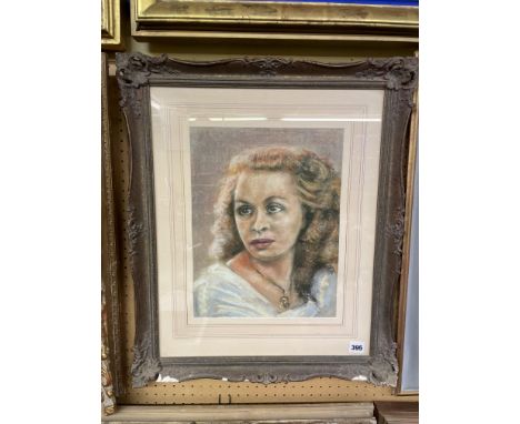 JOHN MARSHALL PASTELS CHALK ON PAPER PORTRAIT OF A FEMALE WEARING NECKLACE 28CM X 36CM APPROX AND ACCOMPANYING CHARCOAL SKETC