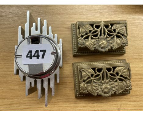 VINTAGE 1960 SAROME AVIATION TABLE LIGHTER, AND TWO BRASS SMALL TABLE BOXES 