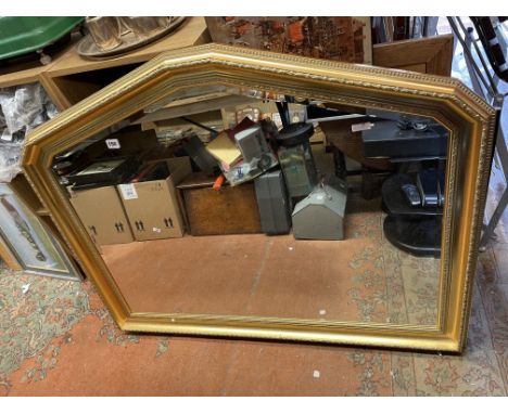 GILT BEADED EDGE CANTED OVER MANTLE MIRROR 