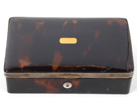 A 19th century miniature tortoiseshell music box / musical snuff box by Henry Capt of Geneva, circa 1825, horn dust cover, ye