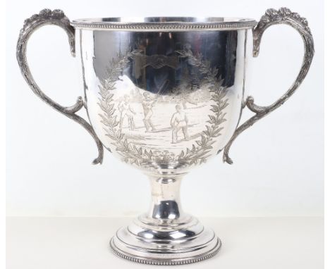 An interesting and substantial 19th century silver plated cricket trophy for the Challenge Cup 1885, by Mappin &amp; Webb,  t