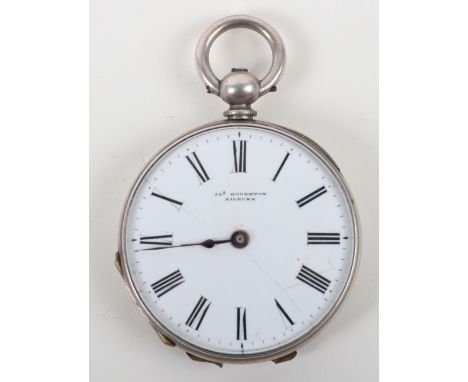 A 19th century silver open face pocket watch, James Houghton Kilburn, enamel dial with Roman numerals, (af)