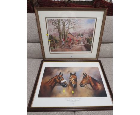 An old tradition limited edition hunting print together with a 'Legends of Lifetime' equestrian print (2)