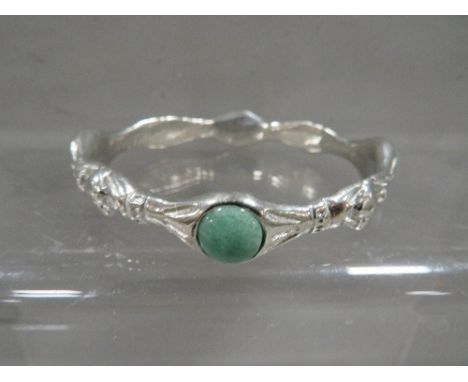 Carrick Art - Irish Celtic white metal bangle bracelet, set with green stones, in original fitted box