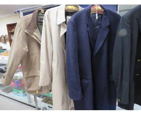 A John G Herdy of London pure wool Crombie style coat, a Jack Murphy 100% woollen tweed country pursuits style jacket and a v