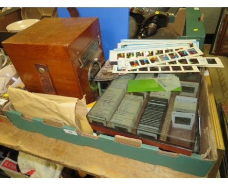 A selection of 35mm slides - astronomy, holiday subjects etc., together with Chad Valley slides stereoscopes, football cards 