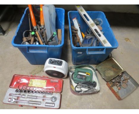 Two boxes of tools to include a socket set
