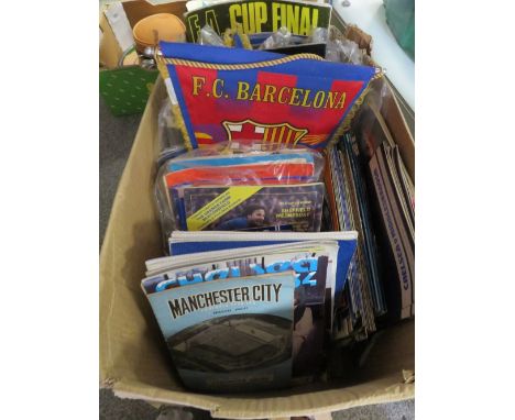 A tray of vintage football programmes mainly Chelsea football club and including cup final examples, Manchester United and Ma