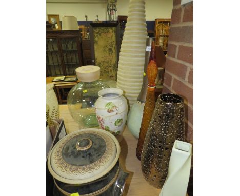 A selection of large ceramic vases etc