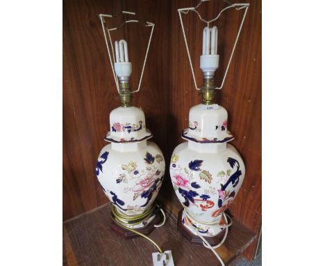A pair of large ceramic Masons Mandalay table lamps