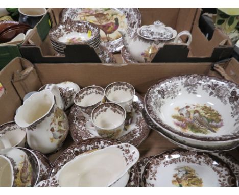 Two trays of Royal Worcester Palissy Game series tea and dinner ware