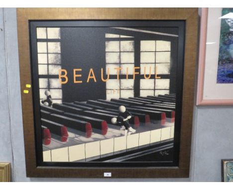 A limited edition Mark Grieves canvas print on board entitles 'Beautiful Life', 70 x 70 cm