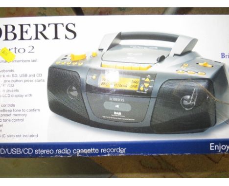 A boxed Roberts Concerto British wireless for the blind fund stereo radio/cassette recorder