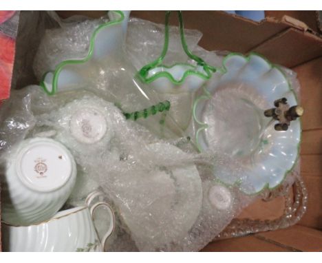 A Victorian glass epergne and Minton tea set