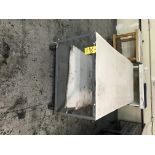 Steel Cart, 96'' x 40'', on casters with three (3) wood tables and chair