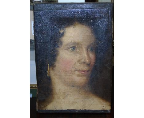 An Oil on Canvas, Early 19th Century -  Portrait of a Lady. 30.5 x 20.5cm.