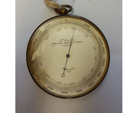 A Brass Pocket Barometer By L Casella, Maker to the Admiralty & Ordnance London. *The Barometer was given to James Conroy by 