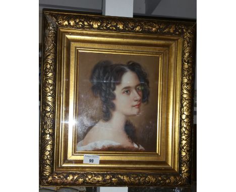 A Gilt Framed Oil Portrait Painting of a Beautiful Regal Lady. 23 x 19.5cm.