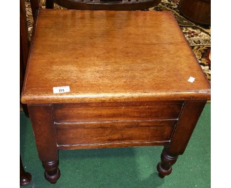 A Low, 19th Century Mahogany Box Commode/Side Table on turned supports