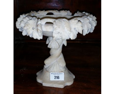 A 19th Century Alabaster Table Centre-Piece, with two Goebel/Hummel items (3).