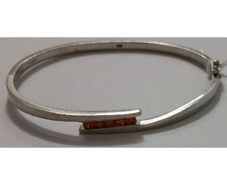 A Silver Stone Set Bangle.