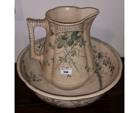 A 19th Century Burgess & Leigh Pottery Wash Jug and Basin.