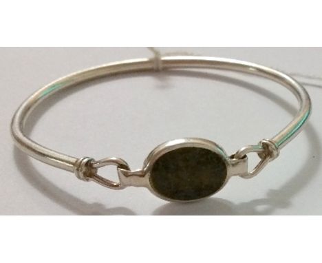 A Silver Stone Set Bangle.