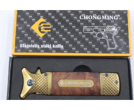 Boxed Chongming folding steel knife. UK P&amp;P Group 1 (£16+VAT for the first lot and £2+VAT for subsequent lots) 