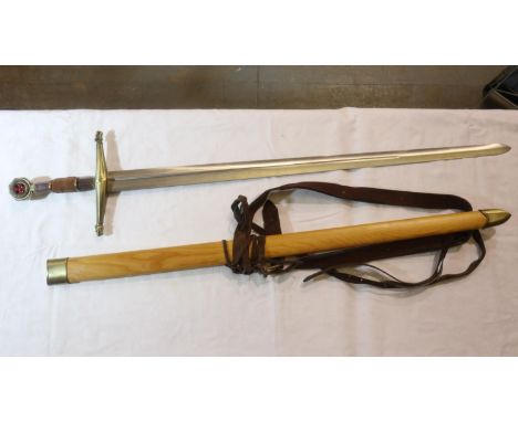 Ivelin, the sword of Balian (Kingdom of Heaven) replica broadsword with wooden scabbard, blade L: 92 cm. UK P&amp;P Group 2 (