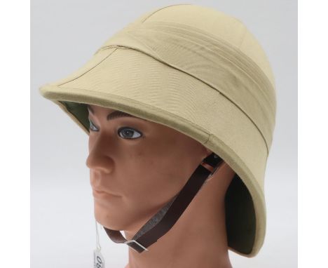 Replica British tropical issue pith helmet, liner adjustable. UK P&amp;P Group 2 (£20+VAT for the first lot and £4+VAT for su