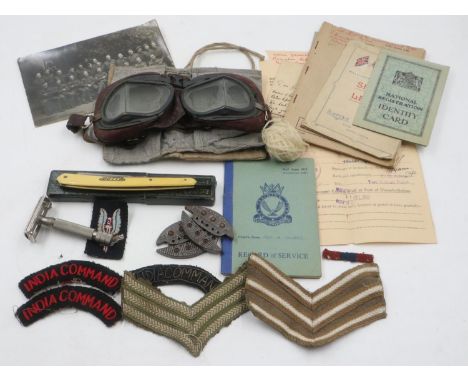 Collection of mixed ephemera to include cut throat razor, goggles, letters etc. UK P&amp;P Group 1 (£16+VAT for the first lot