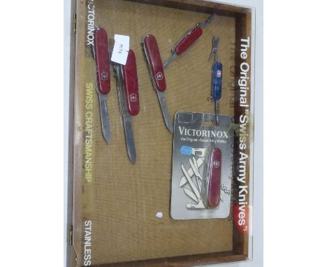 Victorinox Swiss army knife display box containing six knifes. UK P&amp;P Group 2 (£20+VAT for the first lot and £4+VAT for s