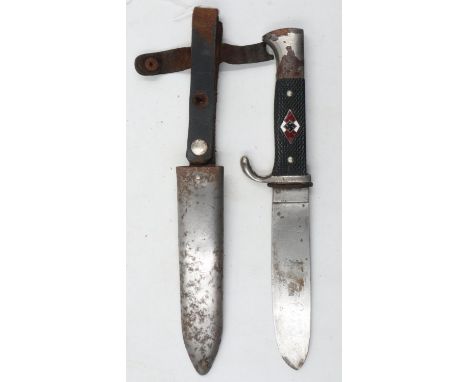 Third Reich period Hitler Youth dagger, with acid-etched blade and steel scabbard, by Arthur Schuttelhofer &amp; Co, Solingen