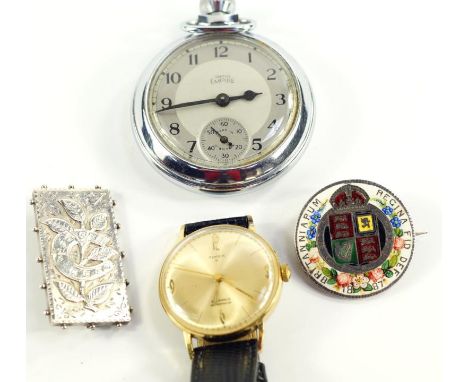 A quantity of jewellery and watches, comprising; a gentleman's Timex gold plated wristwatch, Victorian 1887 silver half crown