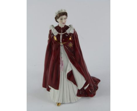 A Royal Worcester porcelain figure In Celebration of The Queen's 80th Birthday 2006, dressed in the Robes of The Order of The