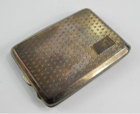 A George V silver match sleeve, with engine turned decoration, reserve initial S, Birmingham 1929, 1.06t oz