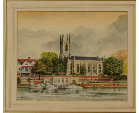 K H Stephens (British 20thC). Hampton Middlesex and The Thames at Hampton, a pair of watercolours, signed, titled verso, 26cm