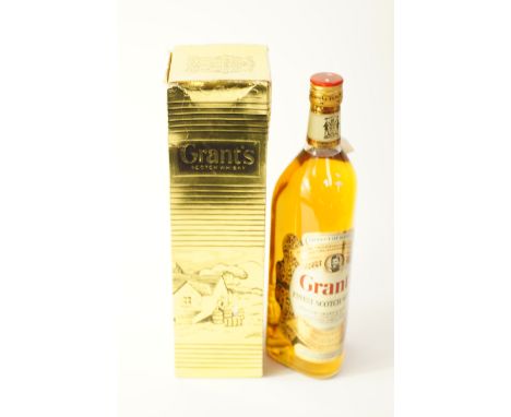 A bottle of Grants Scotch Whisky, with box.