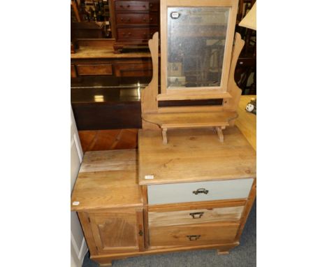 A group of furniture comprising: a pine dressing table, a painted occasional table, a vintage posser, a painted standard lamp