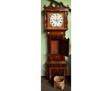 A mahogany eight day longcase clock, painted dial signed Scales Bros, Kendal, circa 1840 