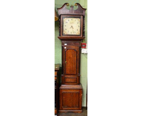 An oak and mahogany thirty hour longcase clock, painted dial signed Edwd Bell of Uttoxeter, circa 1820