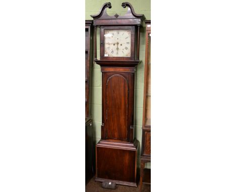 A mahogany eight day longcase clock signed J Lawrence, Lancaster (one weight missing) 