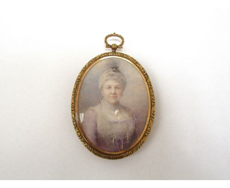 AIME DUPONT (Belgian/American 1842-1900) A miniature watercolour on oval ivory panel, portrait of Sarah Lincoln Torrey (1834-