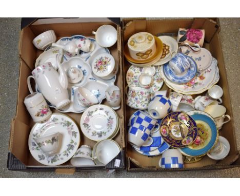 Ceramics - a Royal Worcester trinket dish; other decorative items, Royal Crown Derby; June Garland cups and saucers; etc (two