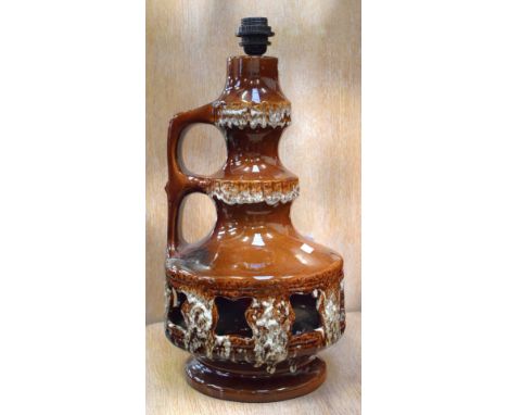 A large West German lava lamp, brown and white glaze 
