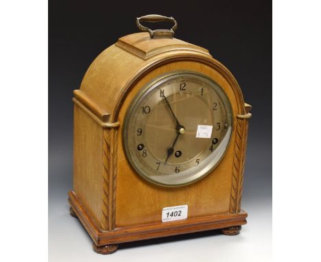 A mahogany cased mantel clock, Westminster chime, dated 1931